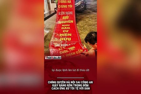 Chính quyền Hà Nội sai công an giật băng rôn trong đêm: Cách ứng xử tồi tệ với dân